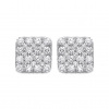 18ct White Gold 1.67ct Square Grain Set Drop Earrings